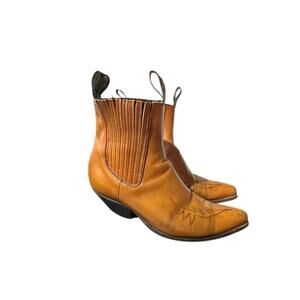 El Potro Western Men’s Size 8 Ankle Boots Brown Made In Mexico Accordion Pointed